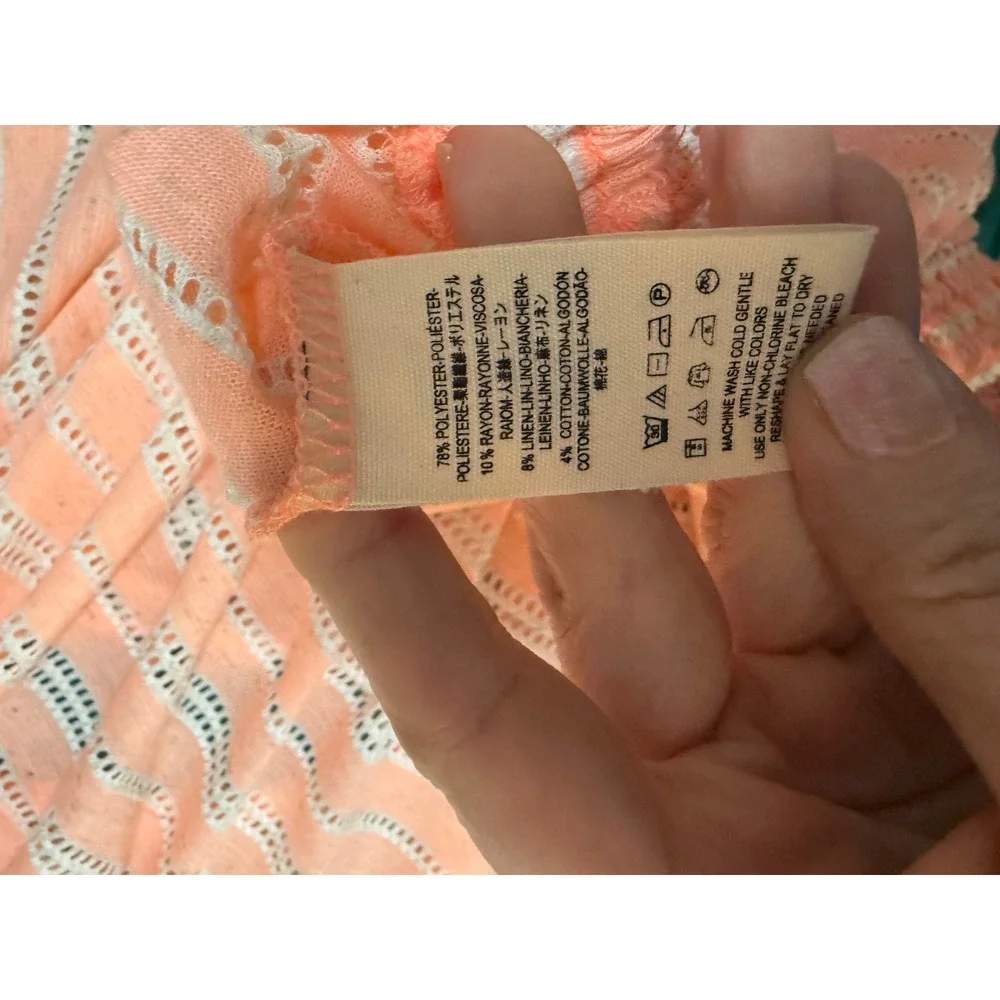 Free People Peach Striped Oversized Tunic Boho Beach Coverup Medium